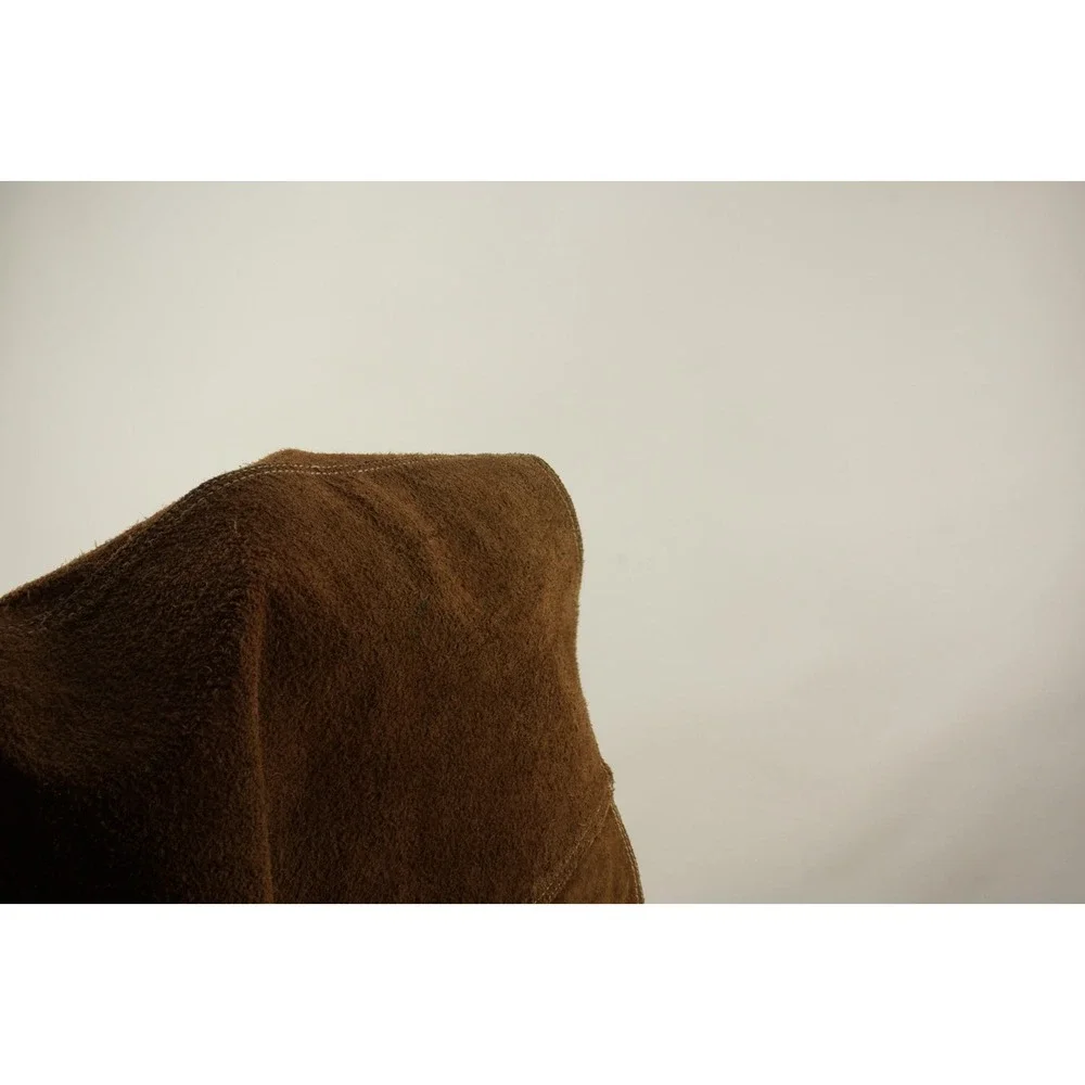 Vintage 1970s Tooled Whipstitch Suede Leather Trucker Jacket Men's 38 Tobacco‎